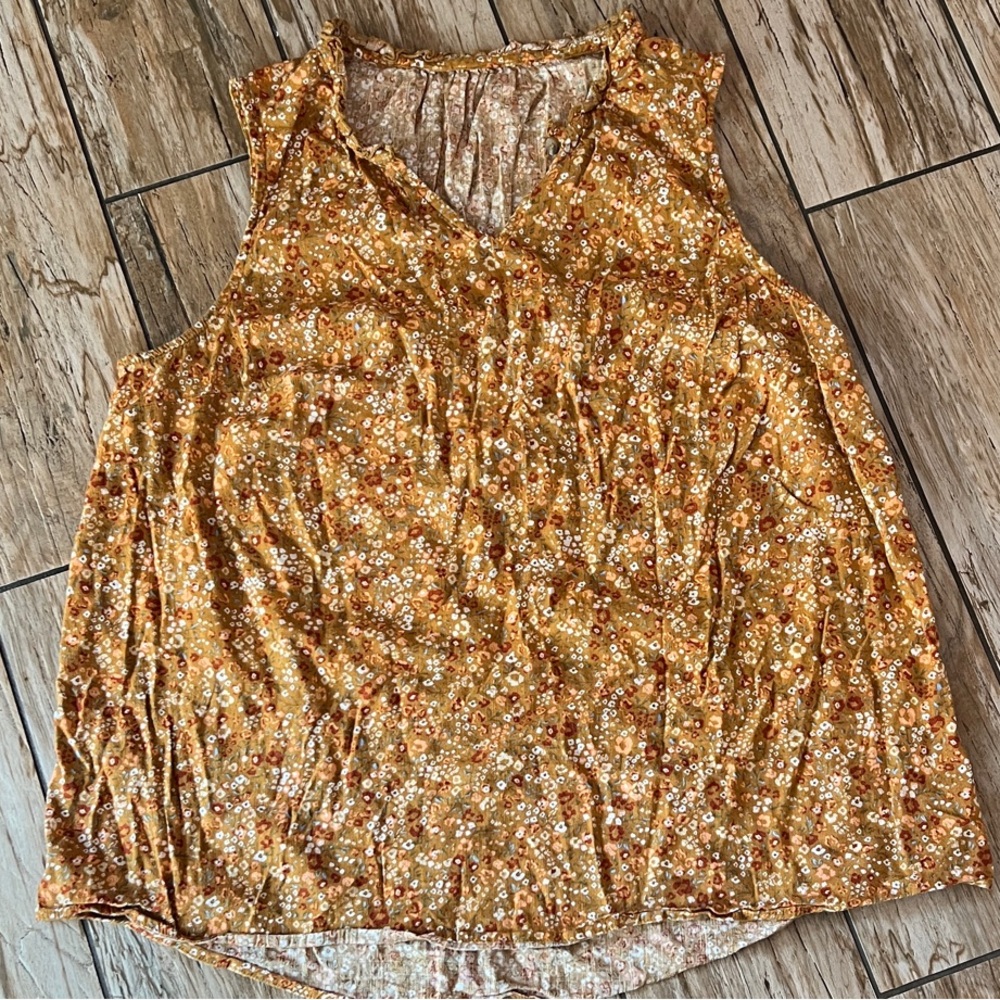 Floral Sleeveless Top in Mustard